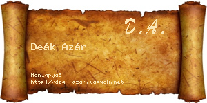 Deák Azár névjegykártya