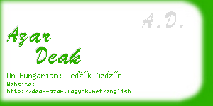 azar deak business card